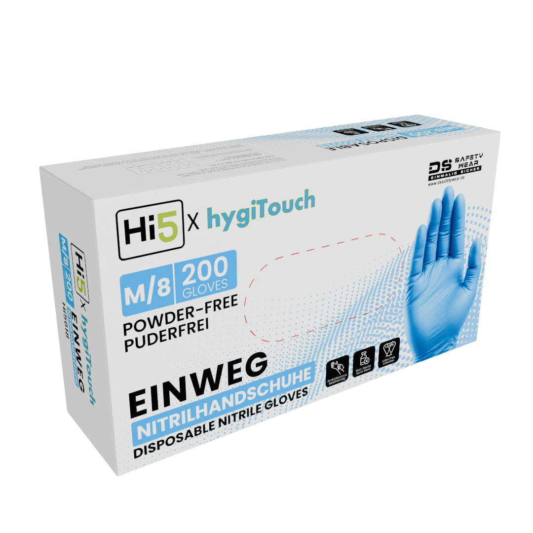 Hi5 X hygiTouch Nitrile Disposable Gloves – Powder-Free, Latex-Free, Food Safe | Blue & Black