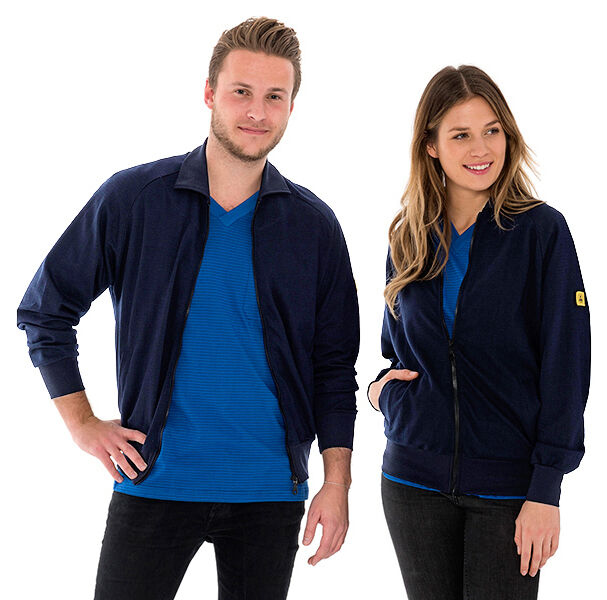 ESD sweat jacket 260 g/m² - with zip | navy blue