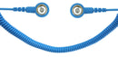 ESD Spiralkabel 2Mohm | 7mm/10mm Druckknopf - 2,4m - blau