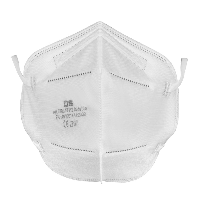 FFP2 NR particulate mask without exhalation valve, foldable, white
