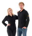 ESD polo shirt 150 g/m² - long sleeve with chest pocket | black