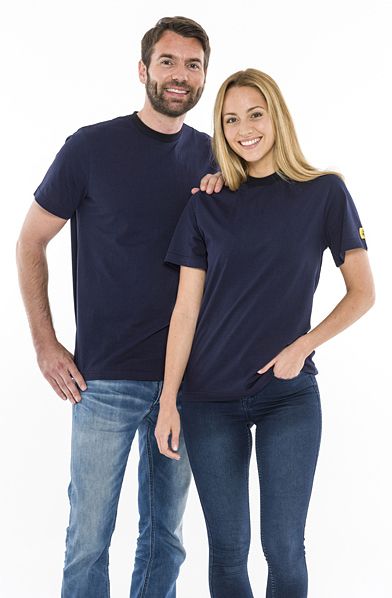ESD T-Shirt 150 g/m² - crew neck - with black collar | navy blue