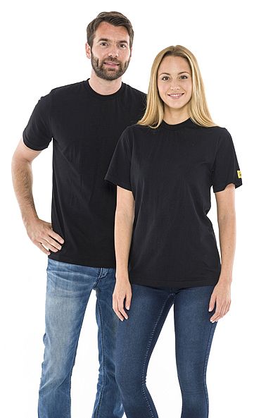 ESD T-Shirt 150 g/m² - crew neck - with black collar | black