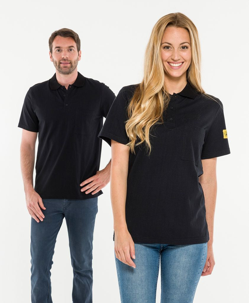 ESD polo shirt 150 g/m² with chest pocket | black