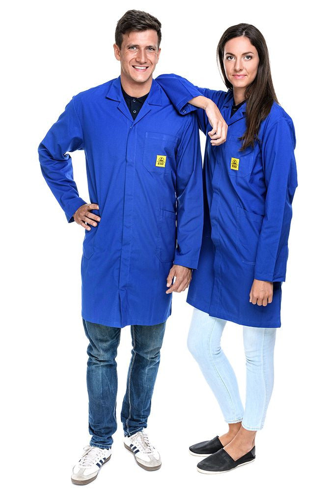 ESD work coat "pro Line" 146 g/m² - light blue